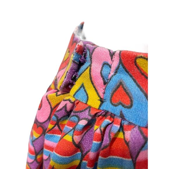 Vintage 1980s Handmade Heart Pattern Long Maxi Skirt Gathered - Picture 8 of 11